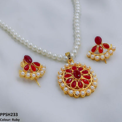 PPSH233 FRN Round Flower Pendant Set