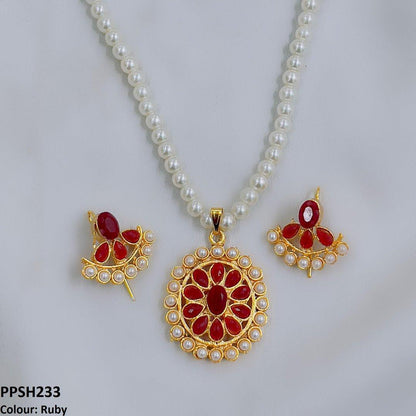 PPSH233 FRN Round Flower Pendant Set