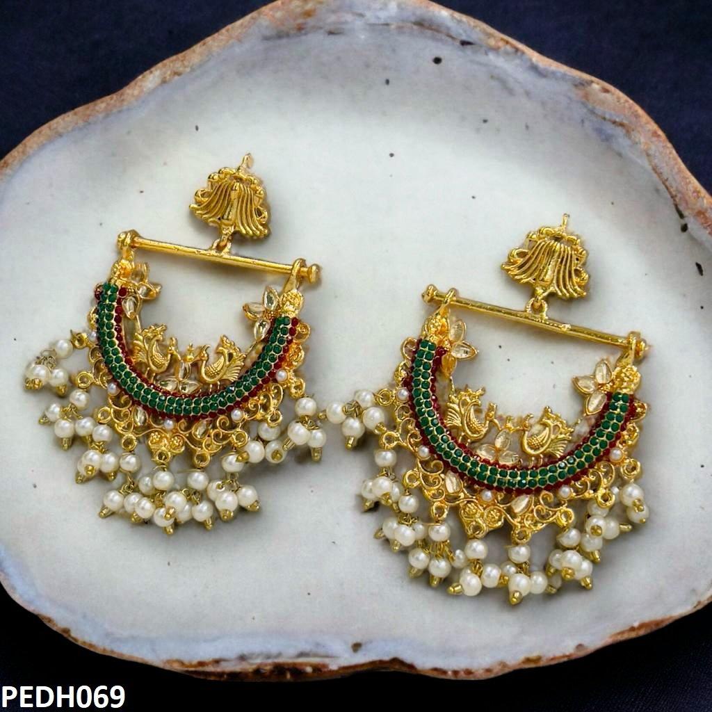 PEDH069 FRN Peacock Ear Drop Pair