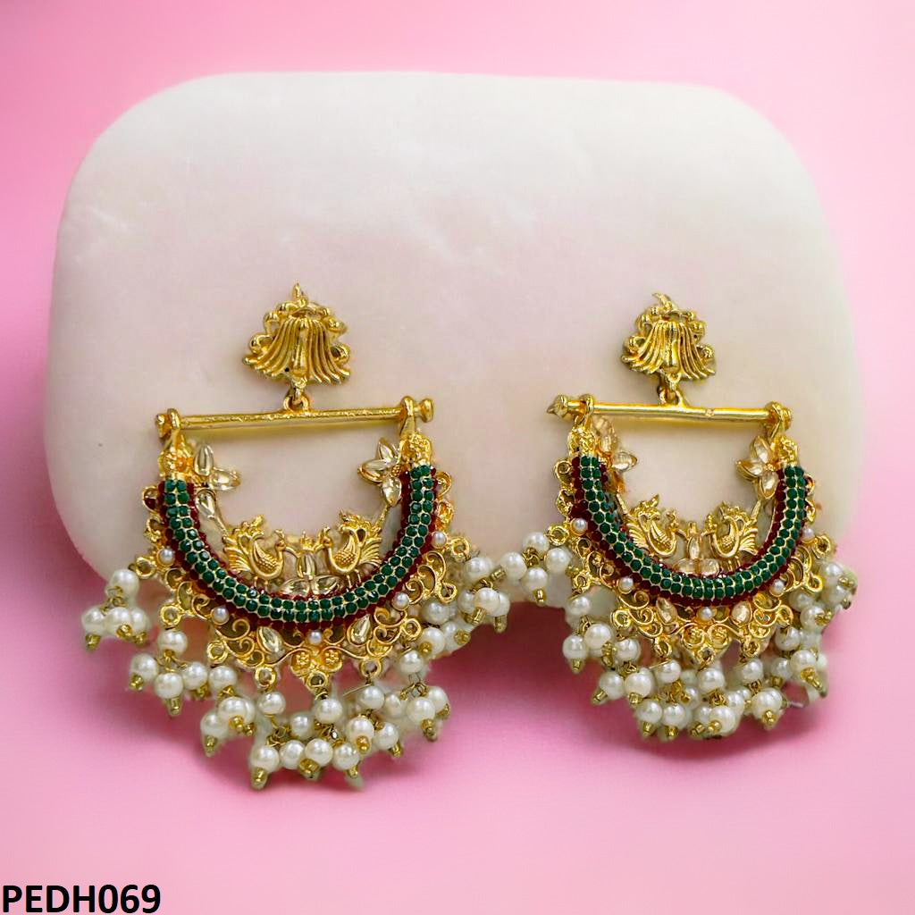 PEDH069 FRN Peacock Ear Drop Pair