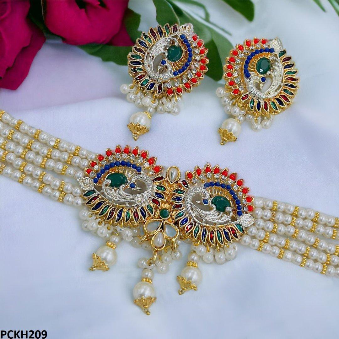 PCKH209 SDQ Leaf Pearl Choker Set