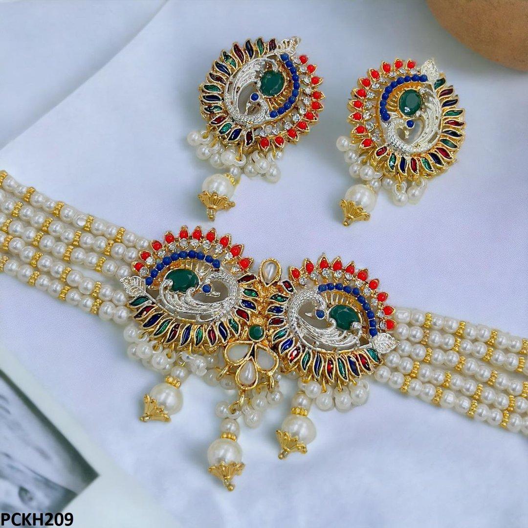 PCKH209 SDQ Leaf Pearl Choker Set