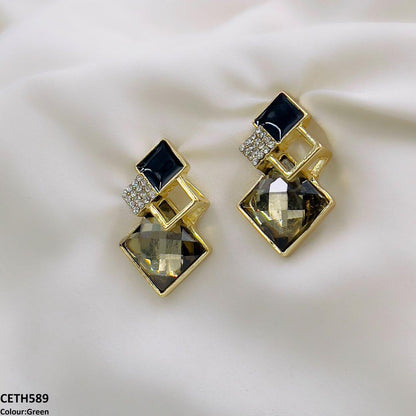 CETH589 YHC Step Rhombus Ear Tops Pair