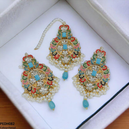PEDH082 SDQ Flower Pearl Drop Earrings