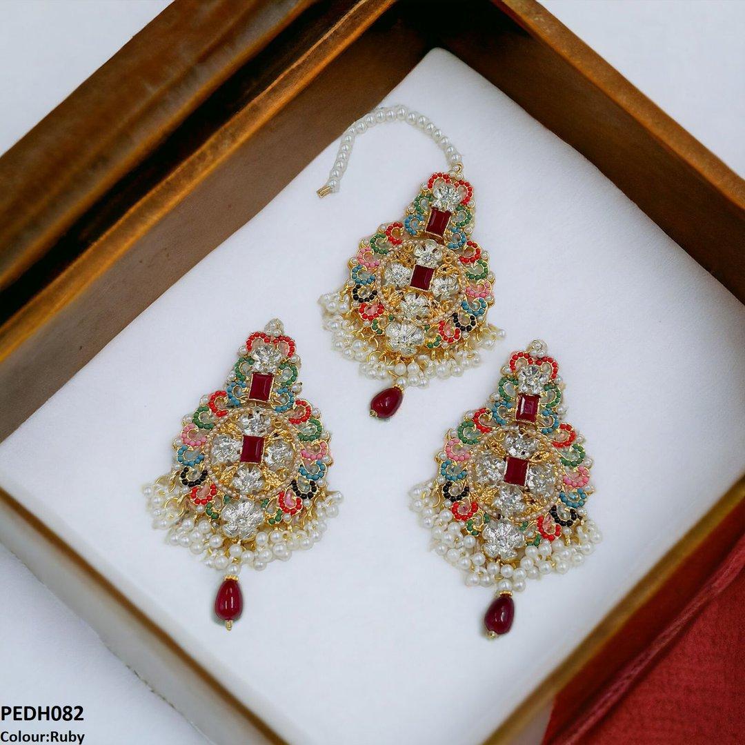 PEDH082 SDQ Flower Pearl Drop Earrings