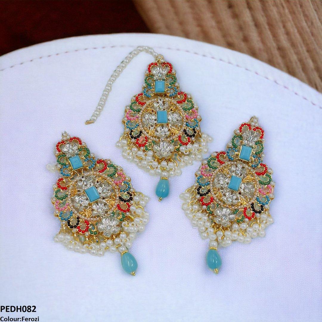 PEDH082 SDQ Flower Pearl Drop Earrings