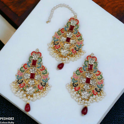 PEDH082 SDQ Flower Pearl Drop Earrings