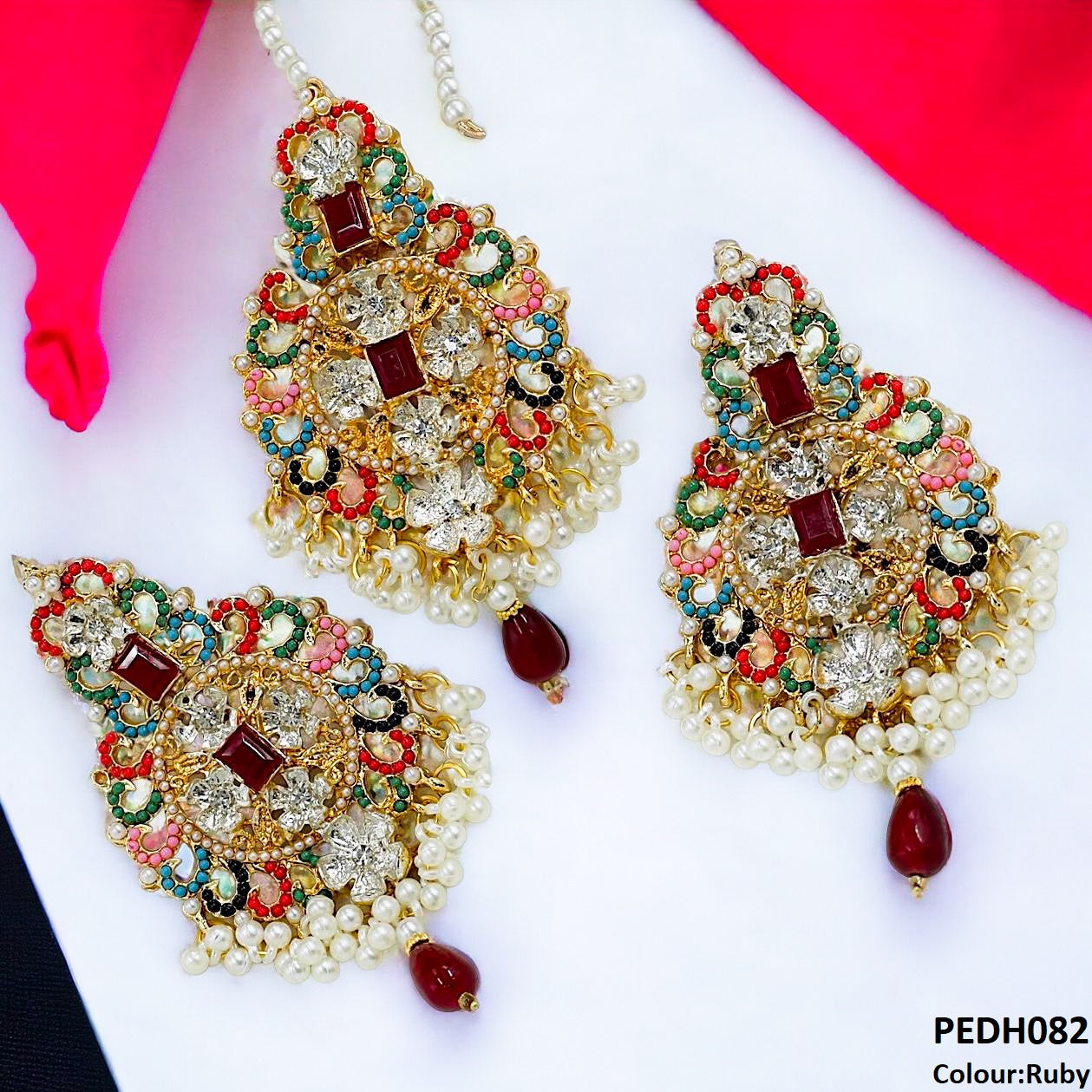 PEDH082 SDQ Flower Pearl Drop Earrings