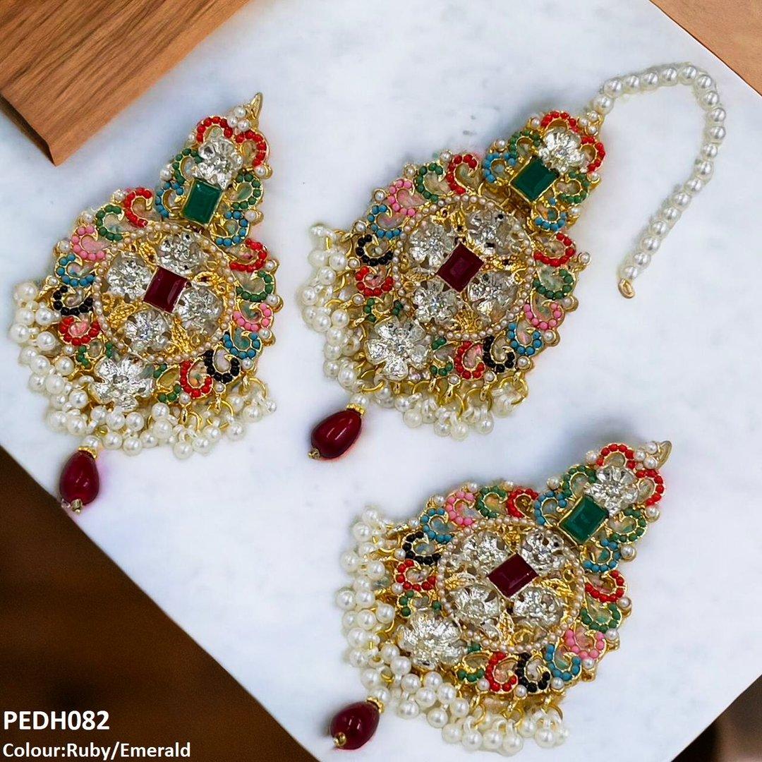 PEDH082 SDQ Flower Pearl Drop Earrings