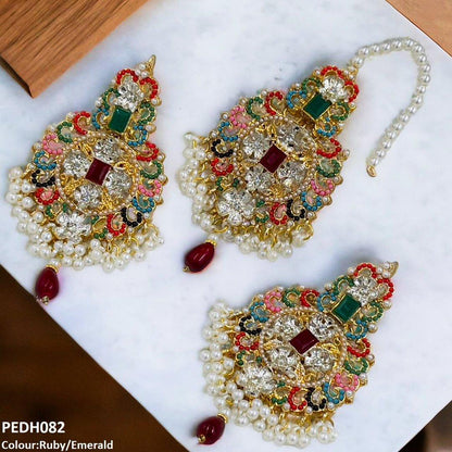 PEDH082 SDQ Flower Pearl Drop Earrings