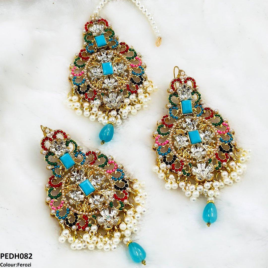 PEDH082 SDQ Flower Pearl Drop Earrings