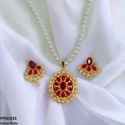 PPSH233 FRN Round Flower Pendant Set