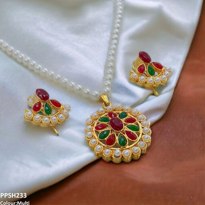 PPSH233 FRN Round Flower Pendant Set