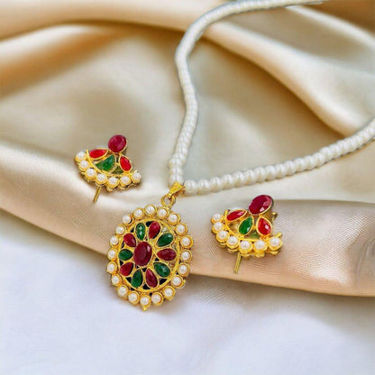 PPSH233 FRN Round Flower Pendant Set