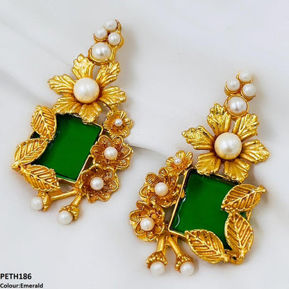 PETH186 FRN Pearl Flower Tops Pair