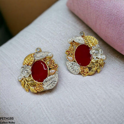 PETH193 SDQ Painted Oval-Leaf Tops Pair