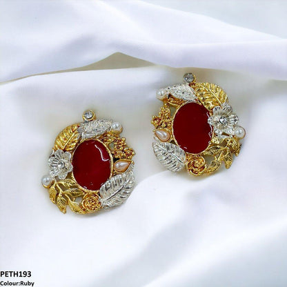 PETH193 SDQ Painted Oval-Leaf Tops Pair