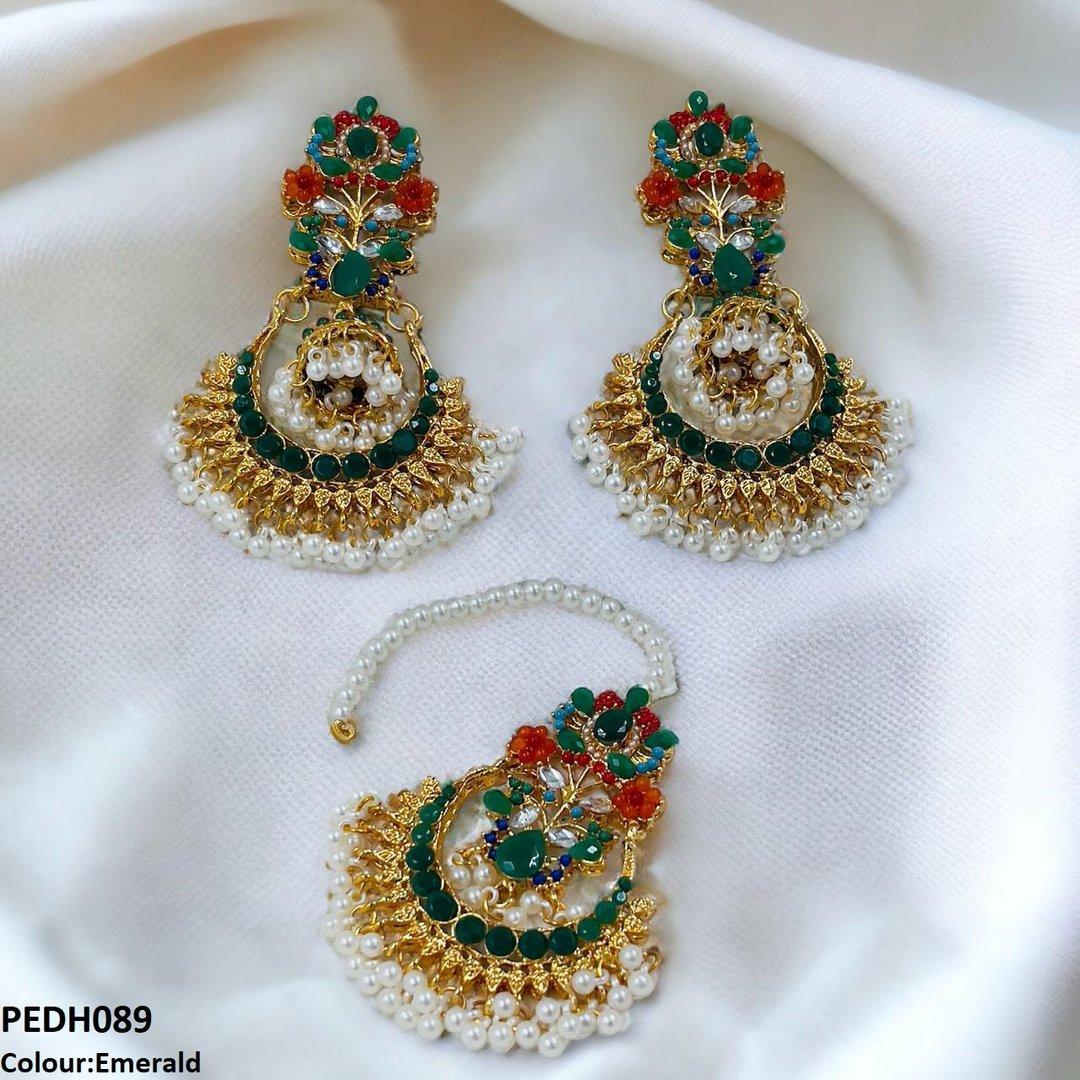 PEDH089 SDQ Flower Jhumki Drop Earrings