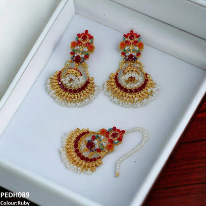 PEDH089 SDQ Flower Jhumki Drop Earrings