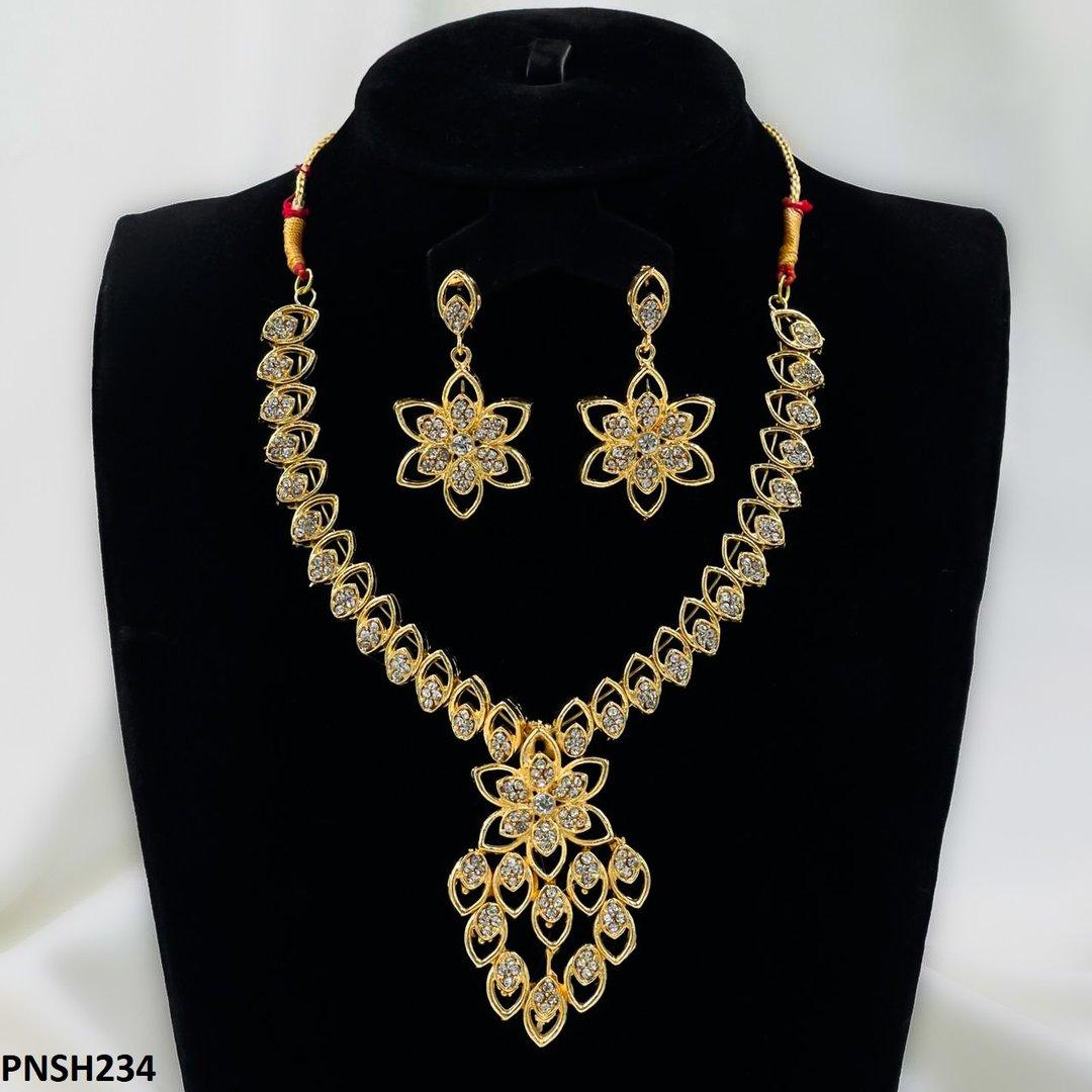 PNSH234 MZM Marquise/Flower Necklace Set