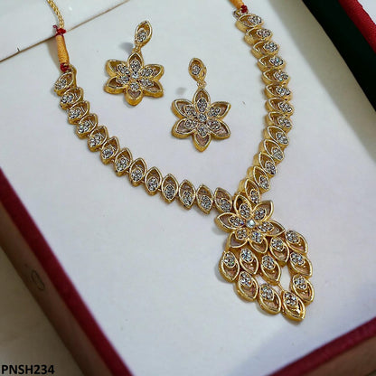 PNSH234 MZM Marquise/Flower Necklace Set