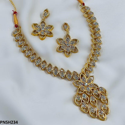PNSH234 MZM Marquise/Flower Necklace Set