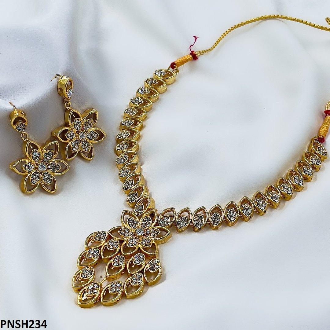 PNSH234 MZM Marquise/Flower Necklace Set