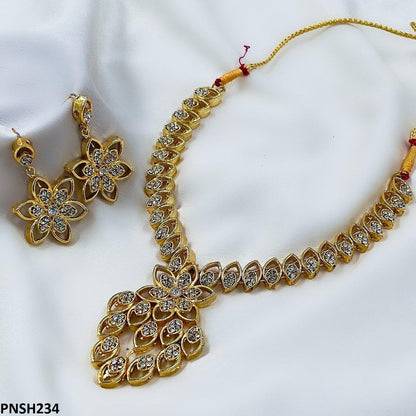 PNSH234 MZM Marquise/Flower Necklace Set