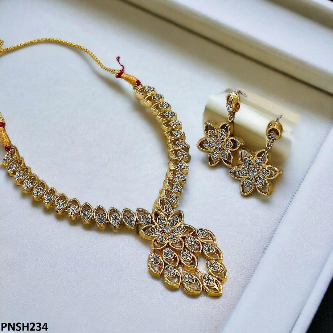 PNSH234 MZM Marquise/Flower Necklace Set