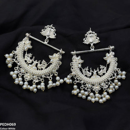 PEDH069 FRN Peacock Ear Drop Pair