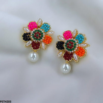 PETH203 MZM Flower Pearl Tops Pair