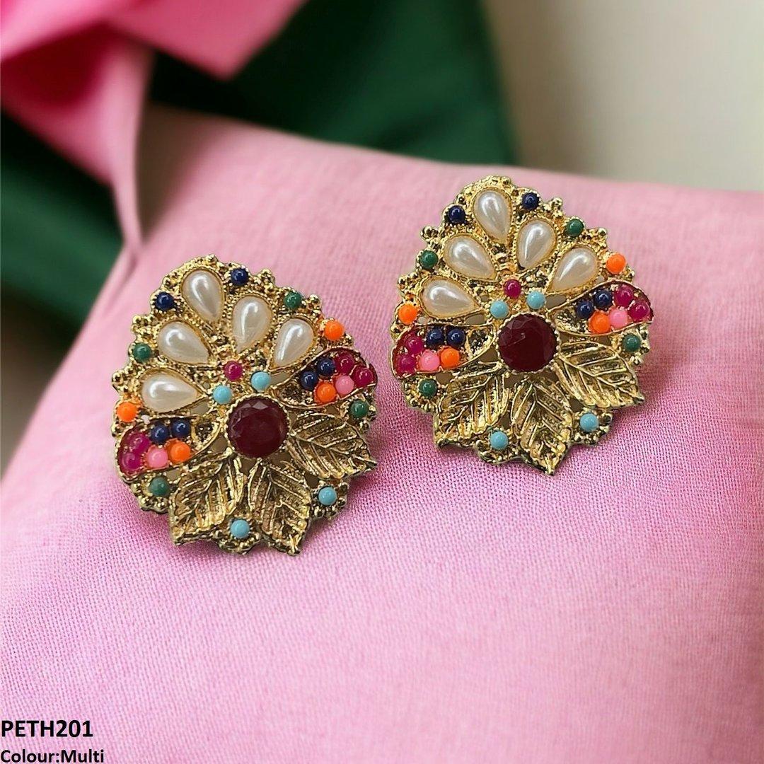 PETH201 MZM Leaf Pearl Tops Pair