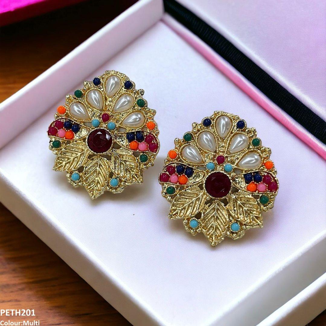 PETH201 MZM Leaf Pearl Tops Pair