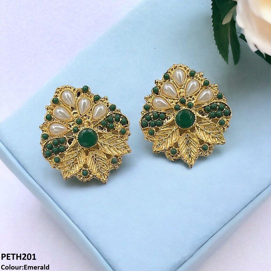 PETH201 MZM Leaf Pearl Tops Pair