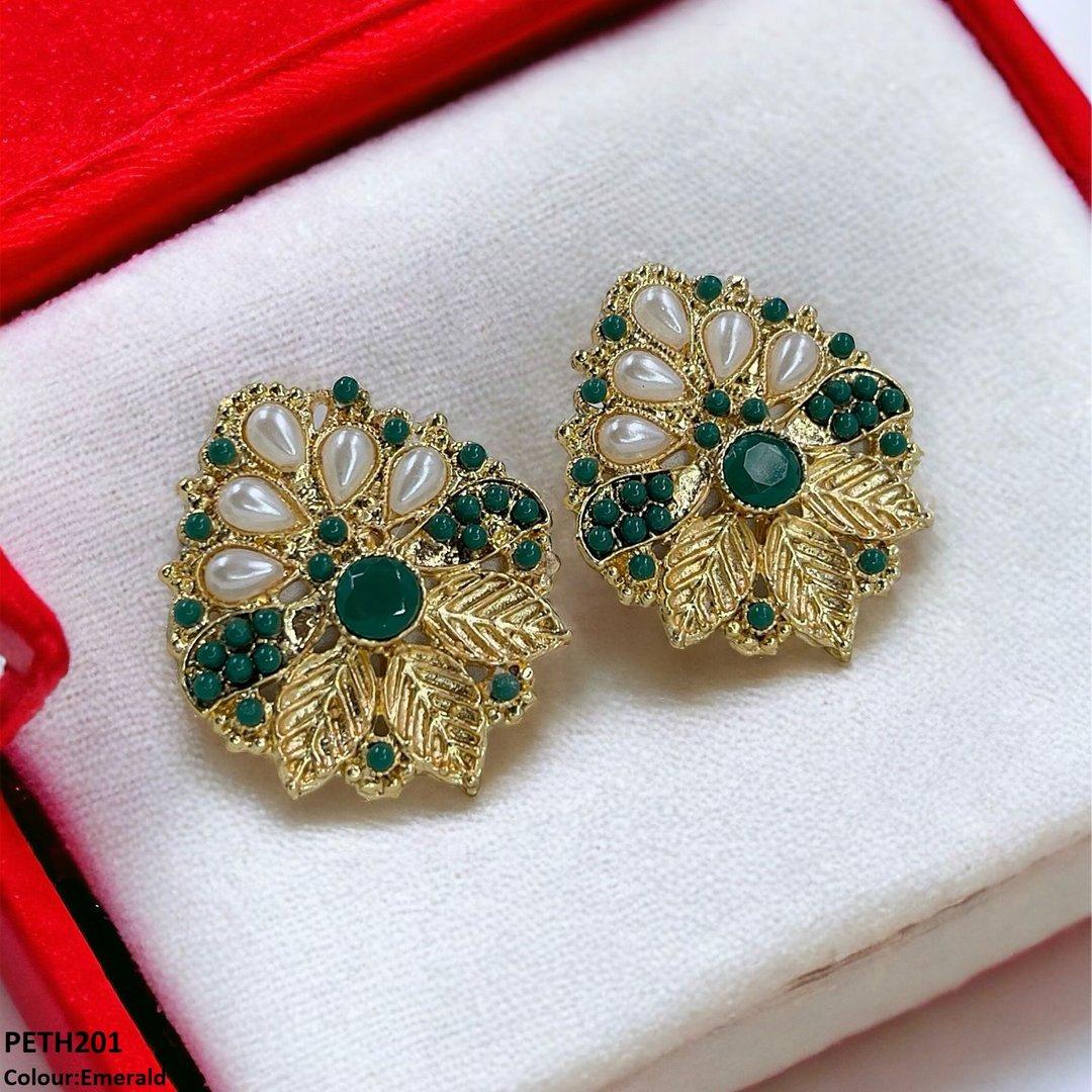 PETH201 MZM Leaf Pearl Tops Pair