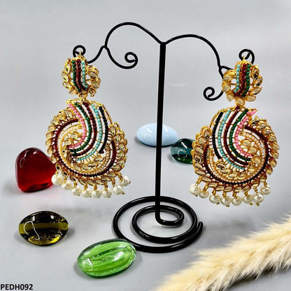 PEDH092 FRN Rainbow Marquise Pearl Drop Earrings
