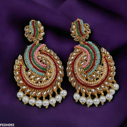 PEDH092 FRN Rainbow Marquise Pearl Drop Earrings