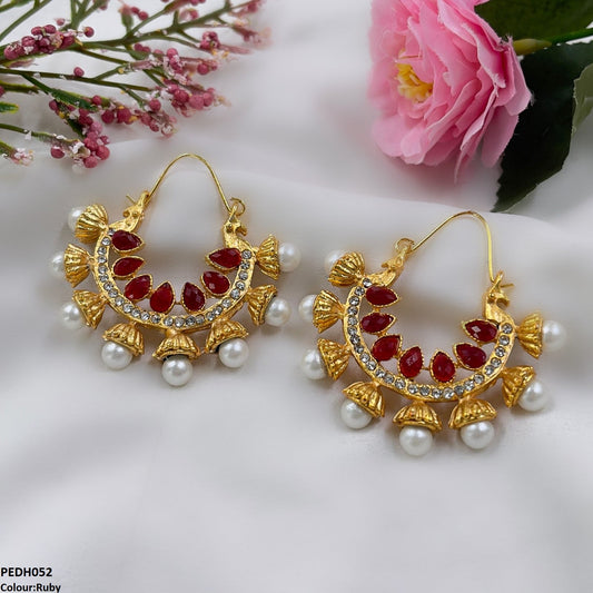 PEDH052 FRN Pear Temple Ear Hoops Pair