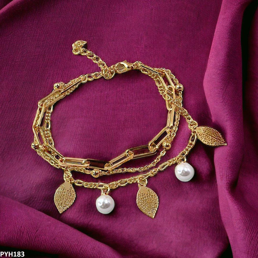 PYH183 WXD Leaf/Pearl Anklet Single