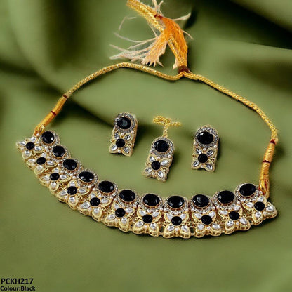 PCKH217 SDQ Oval/Tear/Flower Drop Choker Set