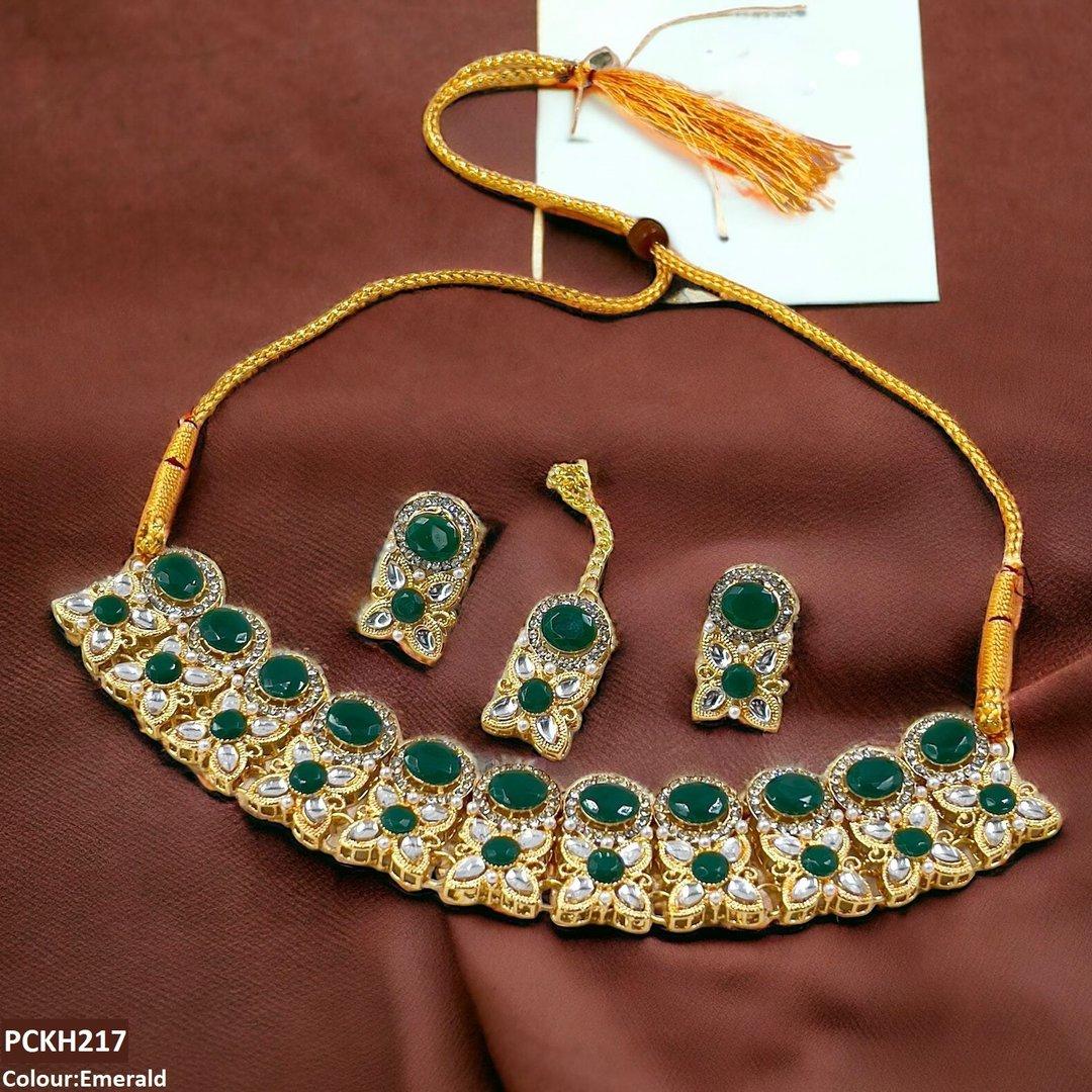 PCKH217 SDQ Oval/Tear/Flower Drop Choker Set