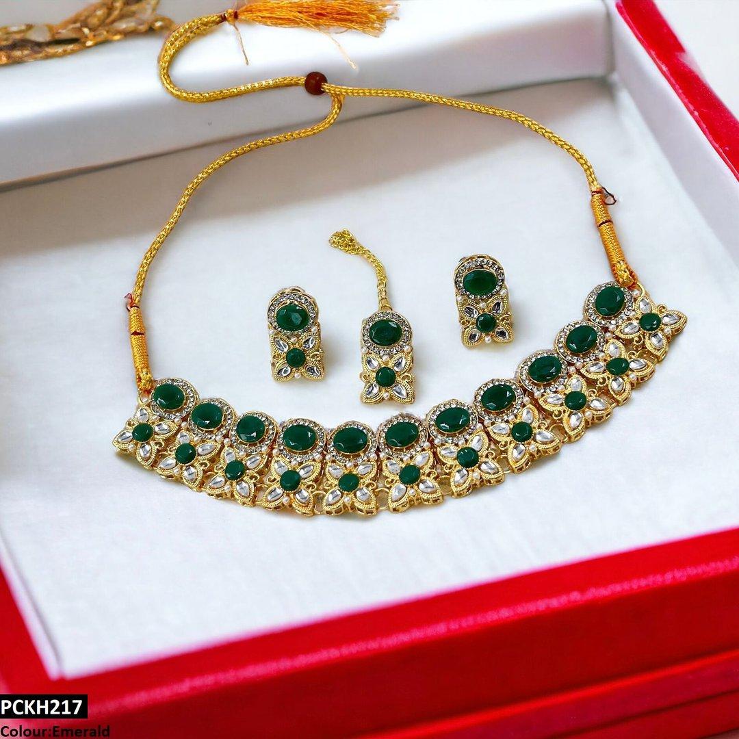 PCKH217 SDQ Oval/Tear/Flower Drop Choker Set