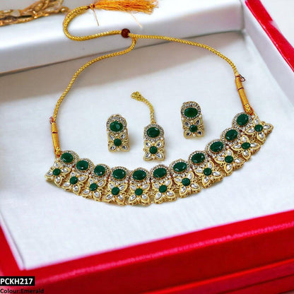 PCKH217 SDQ Oval/Tear/Flower Drop Choker Set