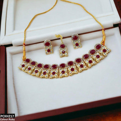 PCKH217 SDQ Oval/Tear/Flower Drop Choker Set