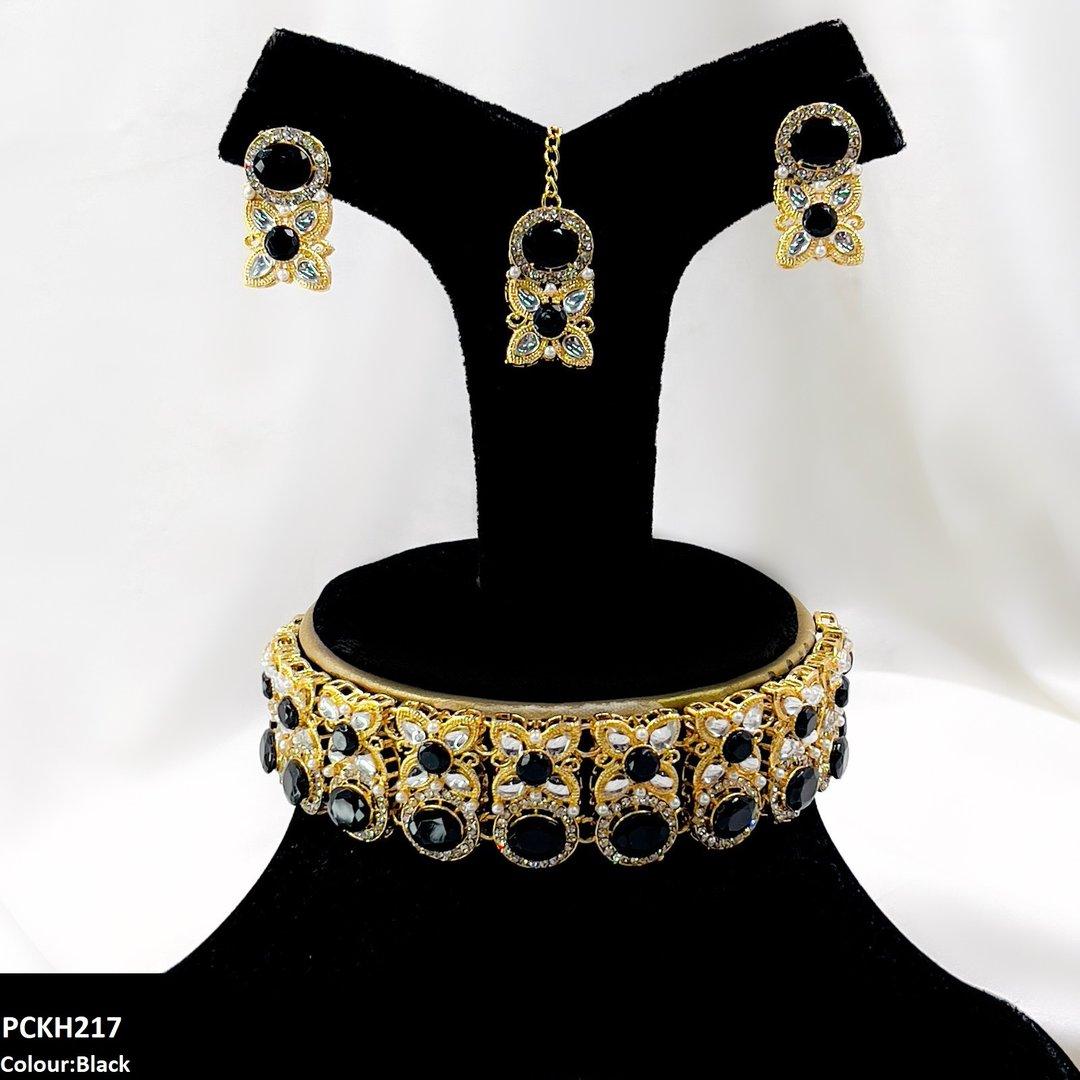 PCKH217 SDQ Oval/Tear/Flower Drop Choker Set