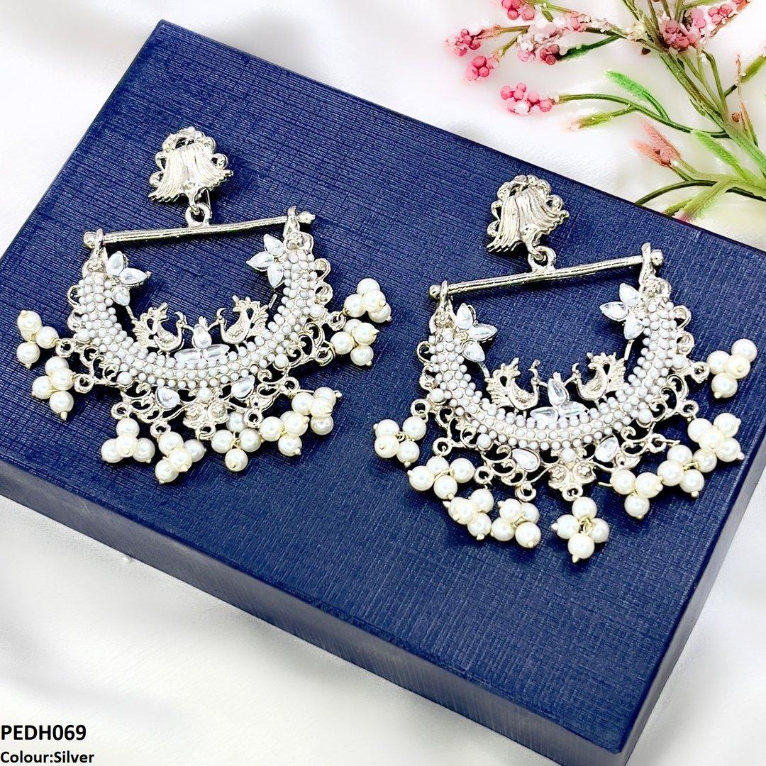 PEDH069 FRN Peacock Ear Drop Pair