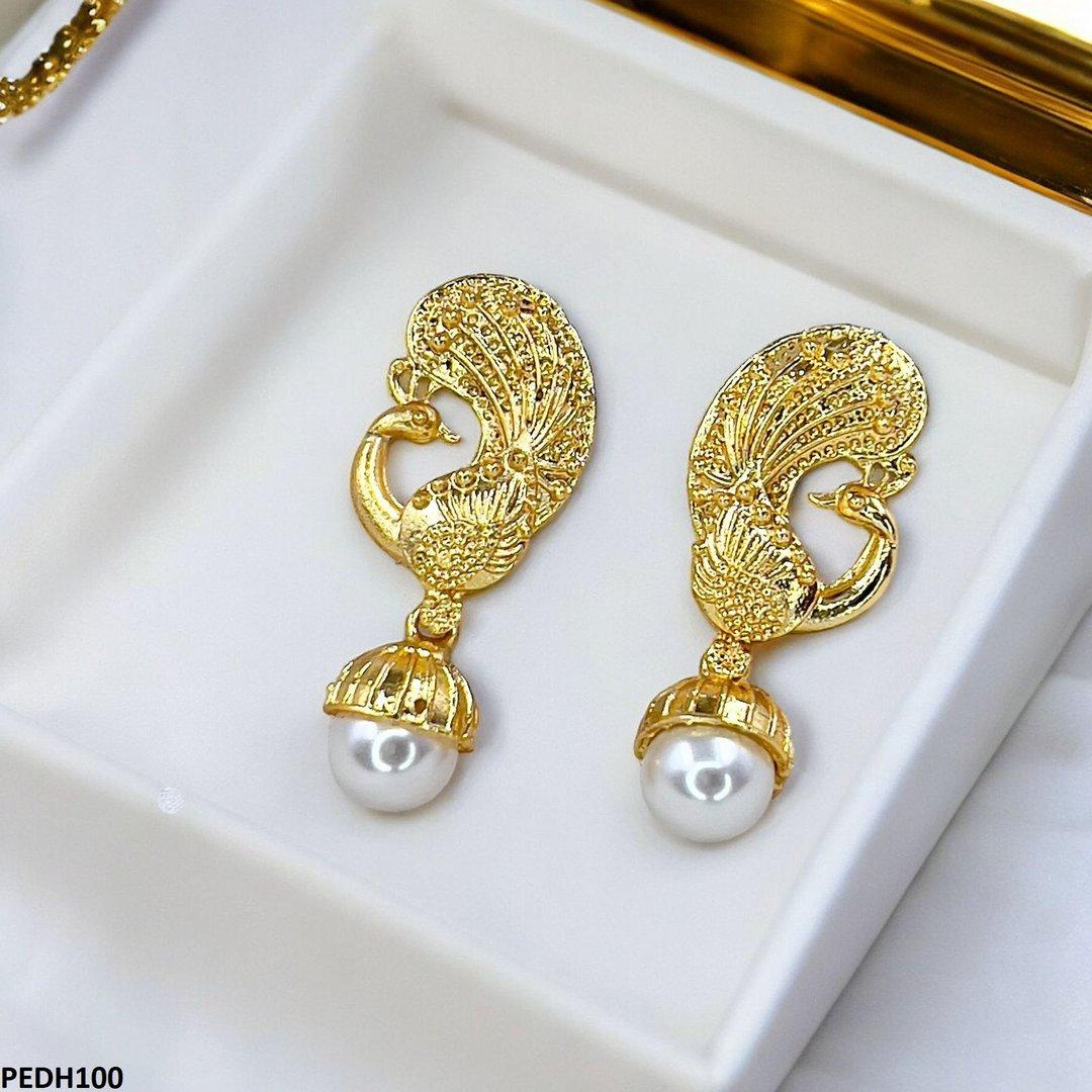 PEDH100 MZM Peacock Pearl/Drop Earrings