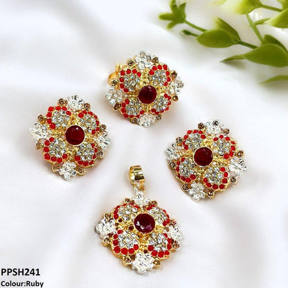 PPSH241 SDQ Square Flower Pendant Set