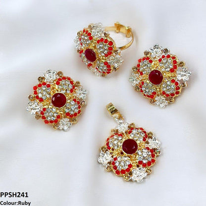 PPSH241 SDQ Square Flower Pendant Set