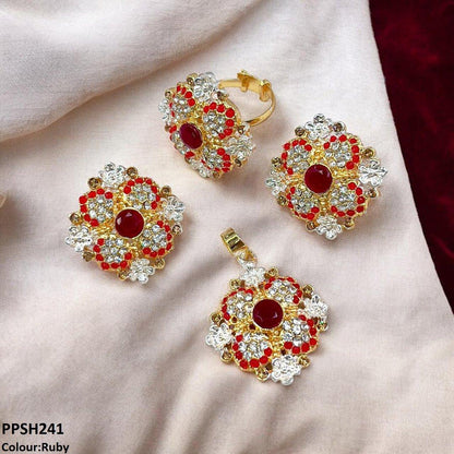 PPSH241 SDQ Square Flower Pendant Set